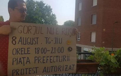 Gorjenii care se intorc din strainatate protesteaza la Targu Jiu