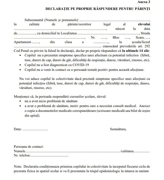 O nouă declarație pe proprie răspundere va apărea! Cine o va completa?!