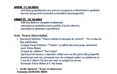 Programul Festivalului Tocanului la Novaci 