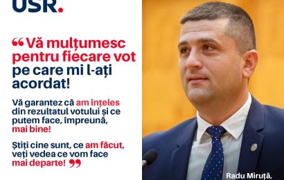 Mesajul lui Miruță după ce a fost ales din nou deputat 
