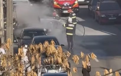 Mașină în flăcări la Târgu Jiu 